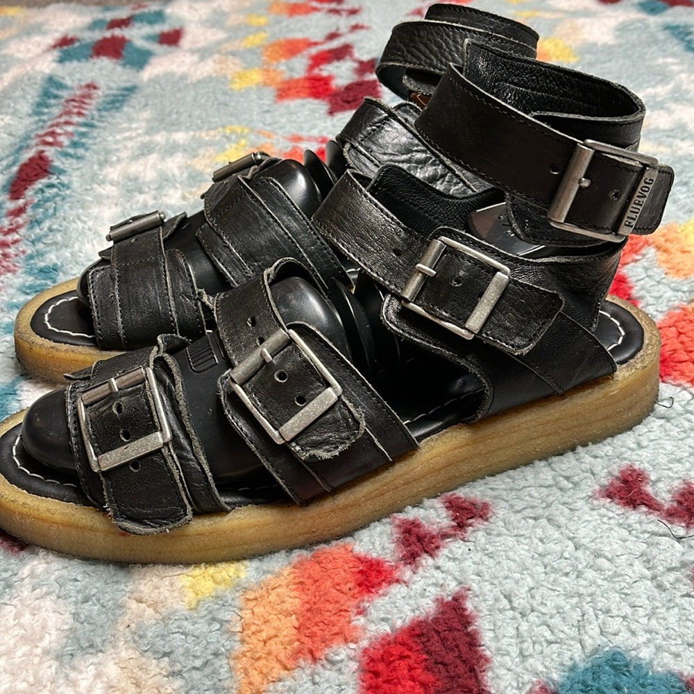 John Fluevog Muskoka black leather strappy sandals